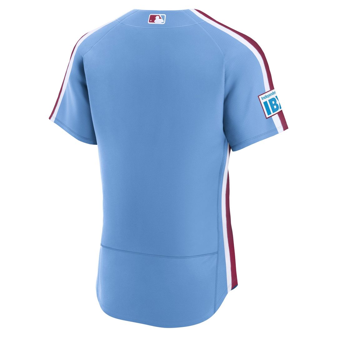 Men's Philadelphia Phillies Light Blue Alternate Sponsor Patch MLB Baseball Jersey - view 3