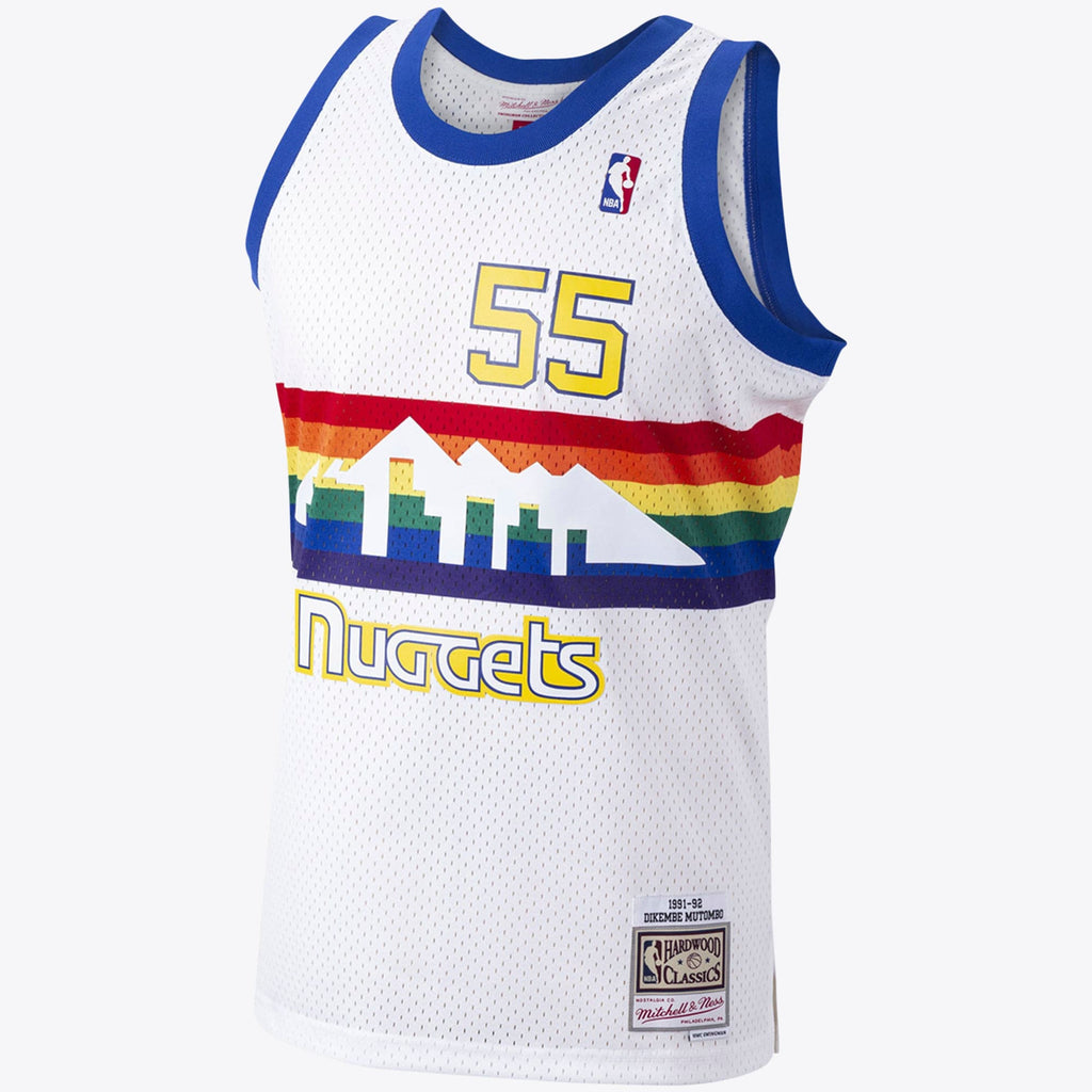 Men's Denver Nuggets Dikembe Mutombo 1991 Hardwood Classics Home Swingman NBA Basketball Jersey - White - view 2