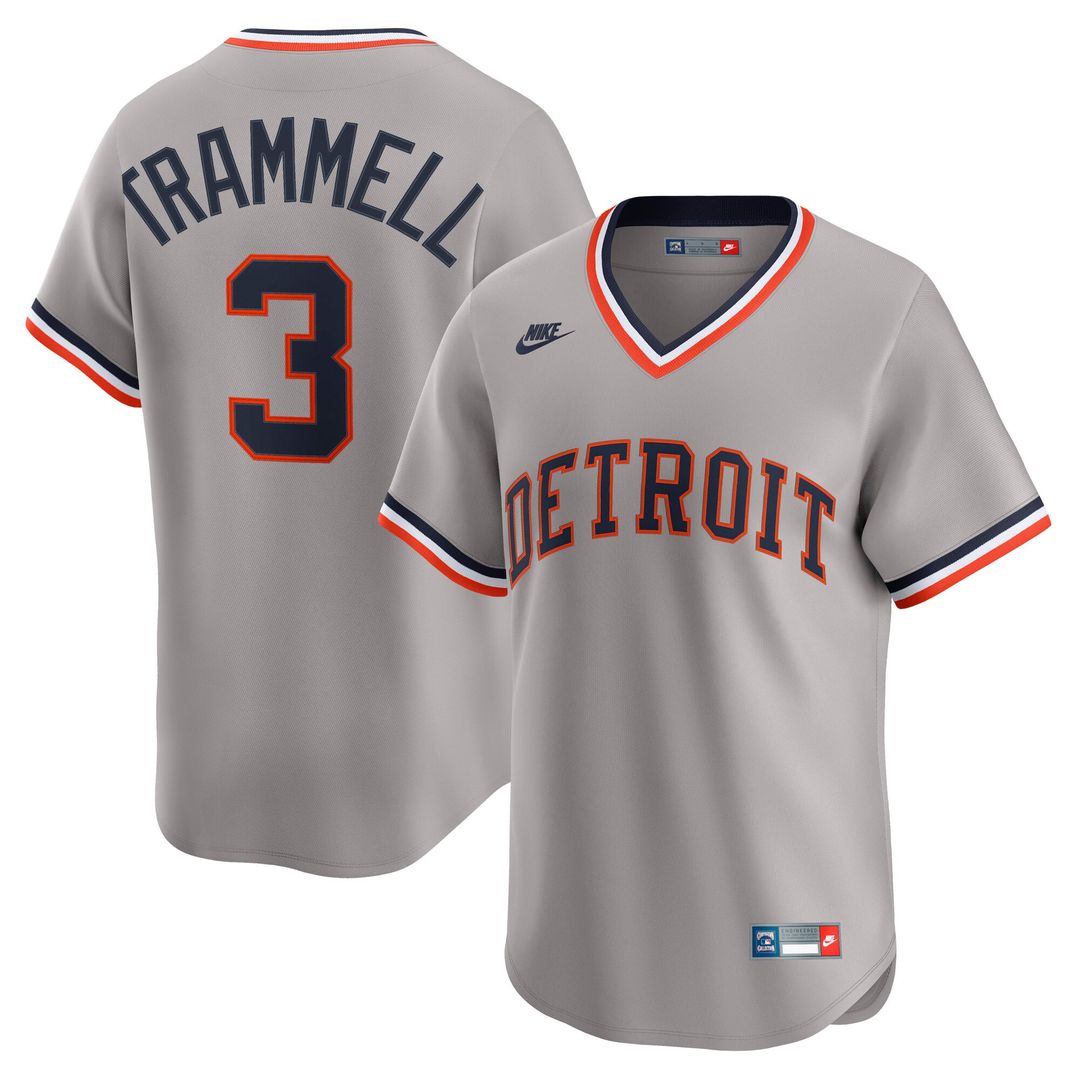 Men's Detroit Tigers Alan Trammell Gray Cooperstown Collection Limited MLB Baseball Jersey - view 1