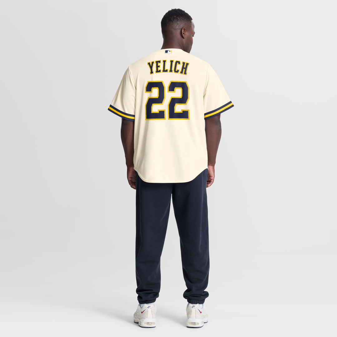 Men's Milwaukee Brewers Christian Yelich Cream Home Replica MLB Baseball Jersey - view 5