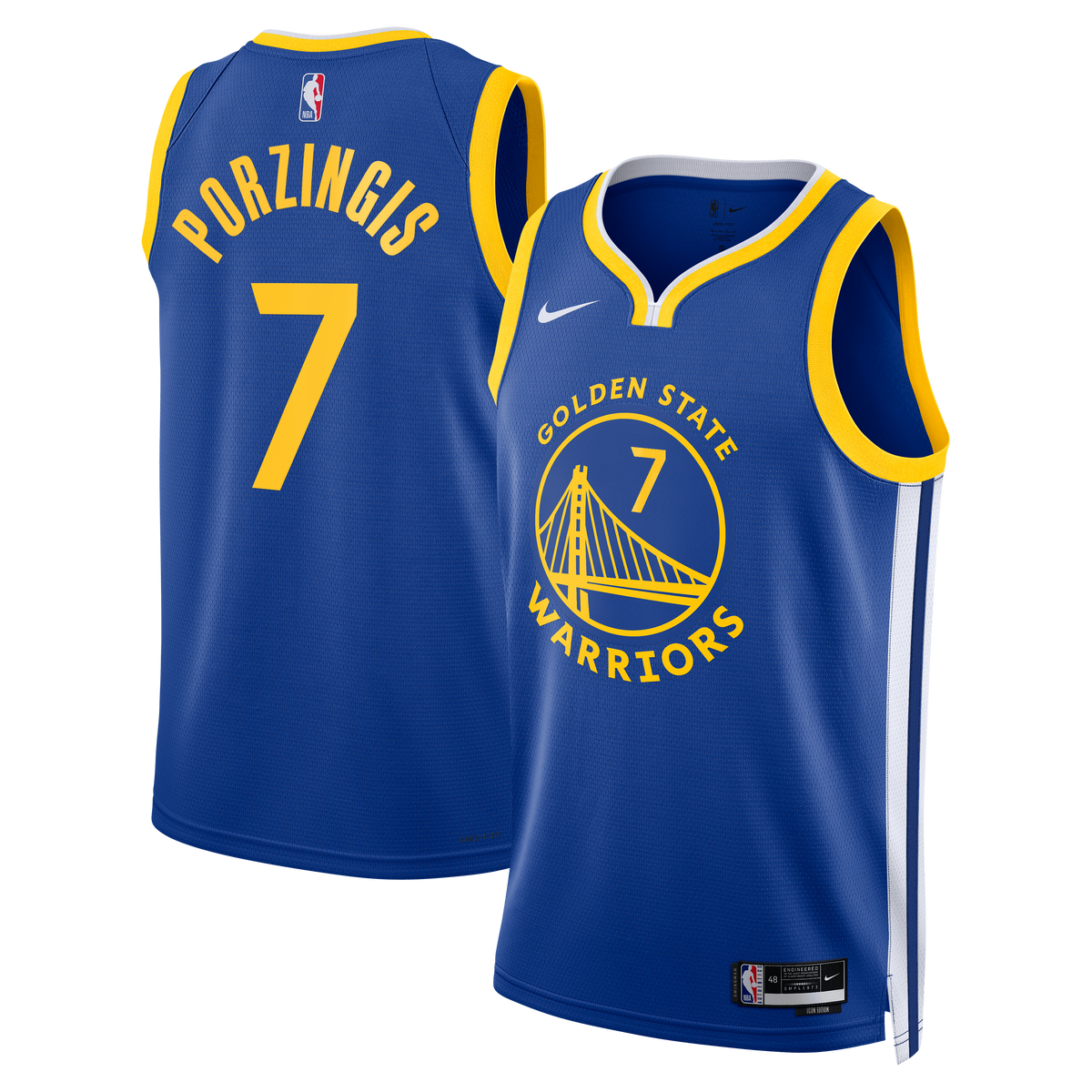 Unisex Kristaps Porziņģis Golden State Warriors Icon Edition Swingman NBA Basketball Jersey - Royal - view 1