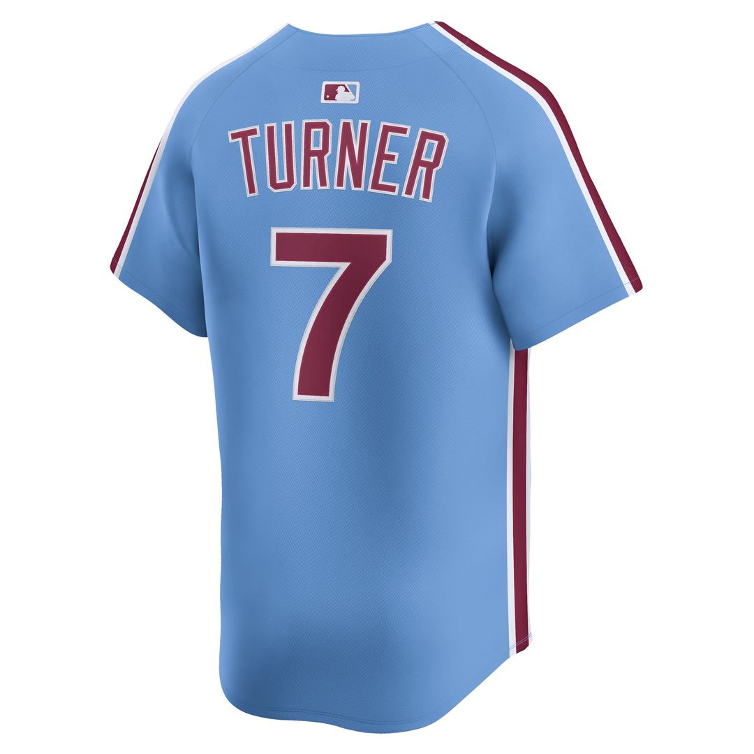 Men's Philadelphia Phillies Trea Turner Light Blue Alternate Limited MLB Baseball Jersey - view 6