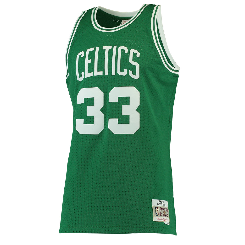 Men's Larry Bird Kelly Green Boston Celtics 1985-86 Hardwood Classics Swingman NBA Basketball Jersey - view 3