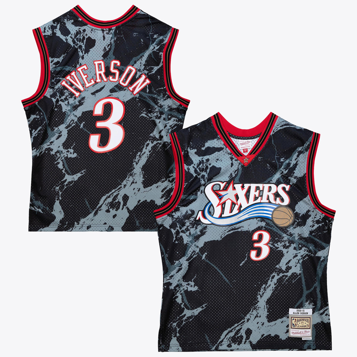 Men's Philadelphia 76ers Allen Iverson 2000 Team Marble Swingman NBA Basketball Jersey - Black - view 1
