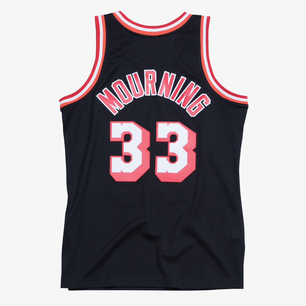 Men's Alonzo Mourning Black Miami Heat Hardwood Classics Swingman NBA Basketball Jersey - view 3
