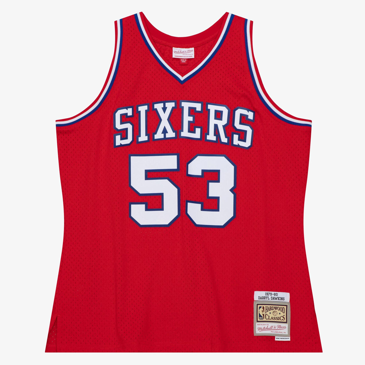 Men's Philadelphia 76ers Darryl Dawkins 1979 Dark NBA Basketball Jersey - University Red - view 3