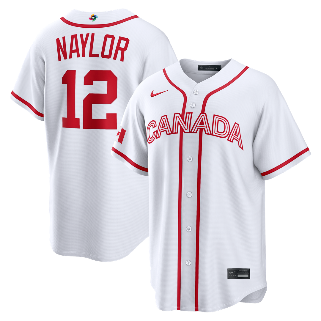 Men's Canada Baseball Josh Naylor White 2026 World Baseball Classic Home Stadium MLB Baseball Jersey - view 1