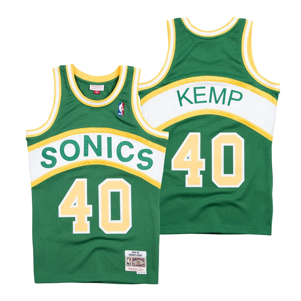 Men's Seattle Supersonics Shawn Kemp Hardwood Classics Road Swingman NBA Basketball Jersey - view 1