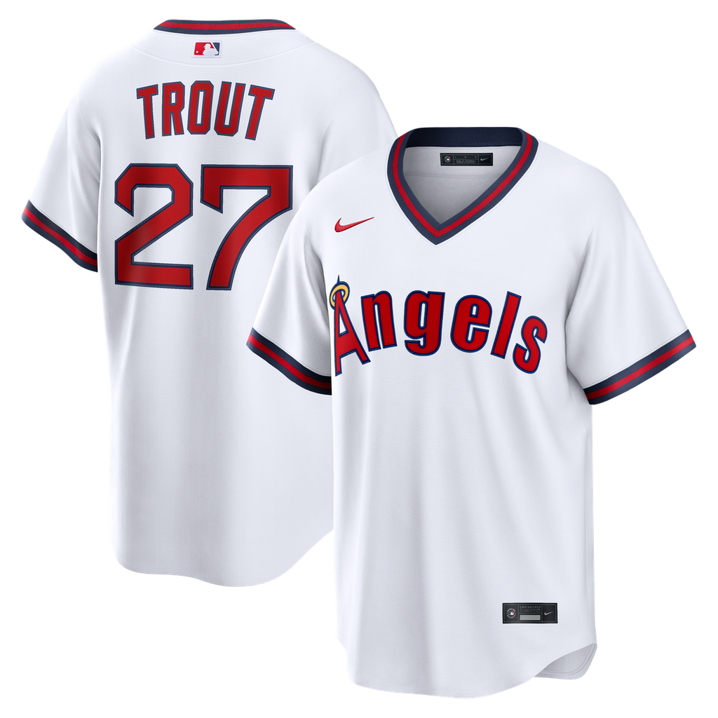 Men's Los Angeles Angels Mike Trout White Alternate Replica MLB Baseball Jersey - view 1