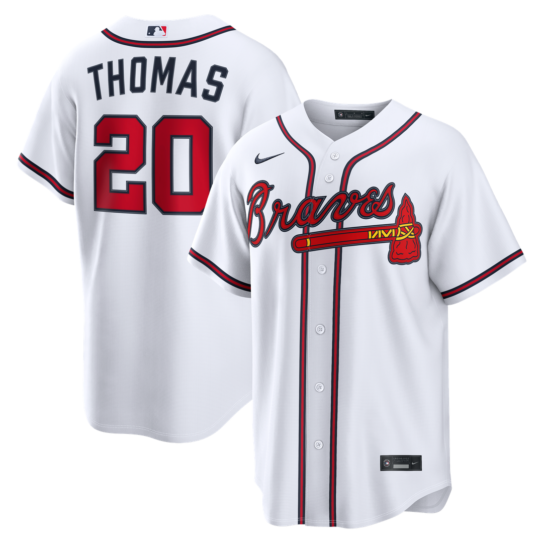 Men's Atlanta Braves Lane Thomas White Home Replica MLB Baseball Jersey - view 1