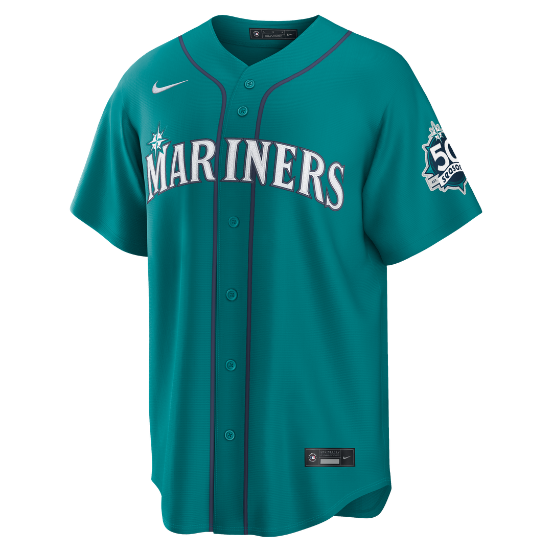 Men's Seattle Mariners Julio Rodríguez Teal Alternate Stadium 50th Season Patch MLB Baseball Jersey - view 2