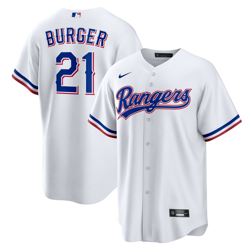 Men's Texas Rangers Jake Burger White Home Replica MLB Baseball Jersey - view 1