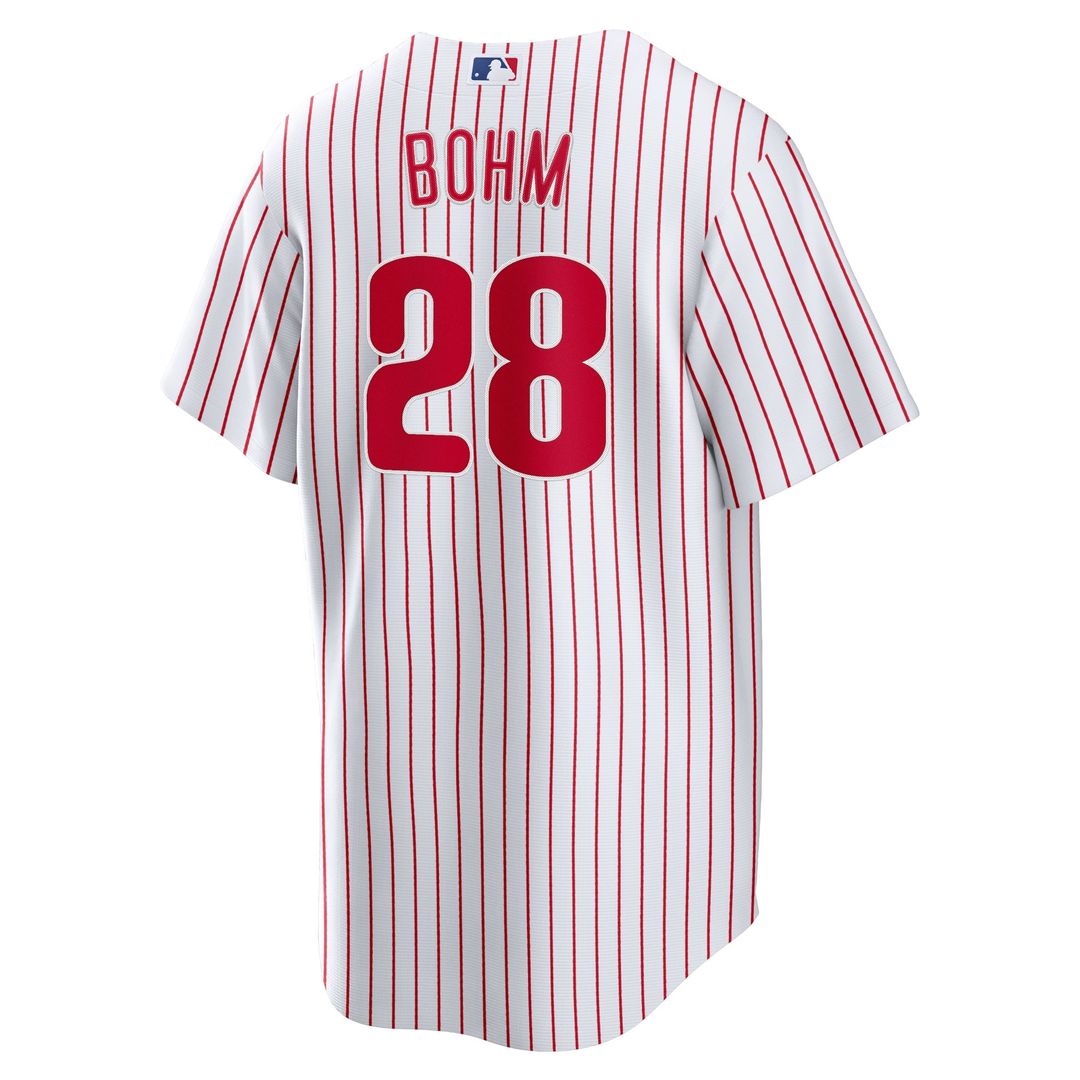 Men's Philadelphia Phillies Alec Bohm White Replica MLB Baseball Jersey - view 3