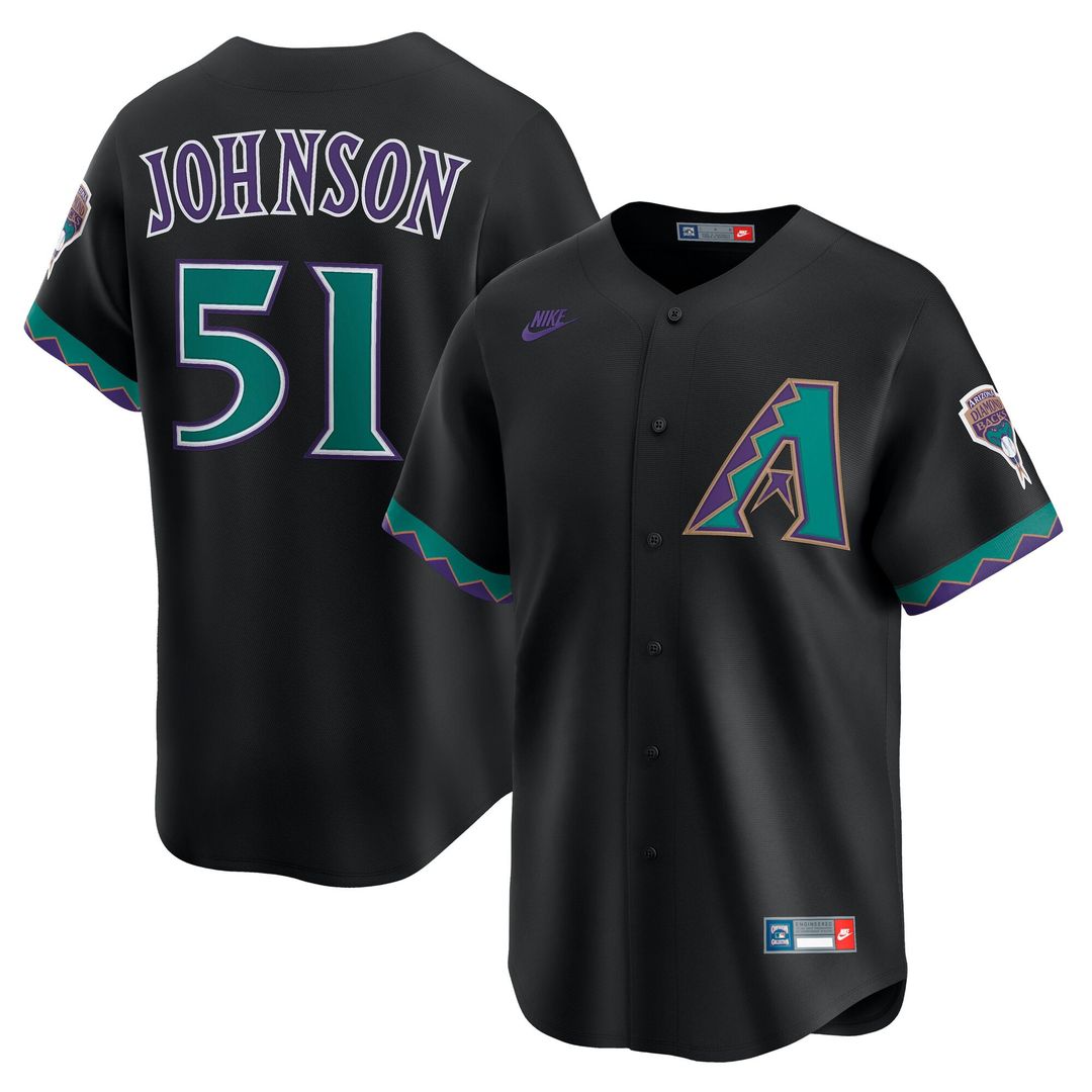 Men's Arizona Diamondbacks Randy Johnson Black Throwback Cooperstown Collection Limited MLB Baseball Jersey - view 4