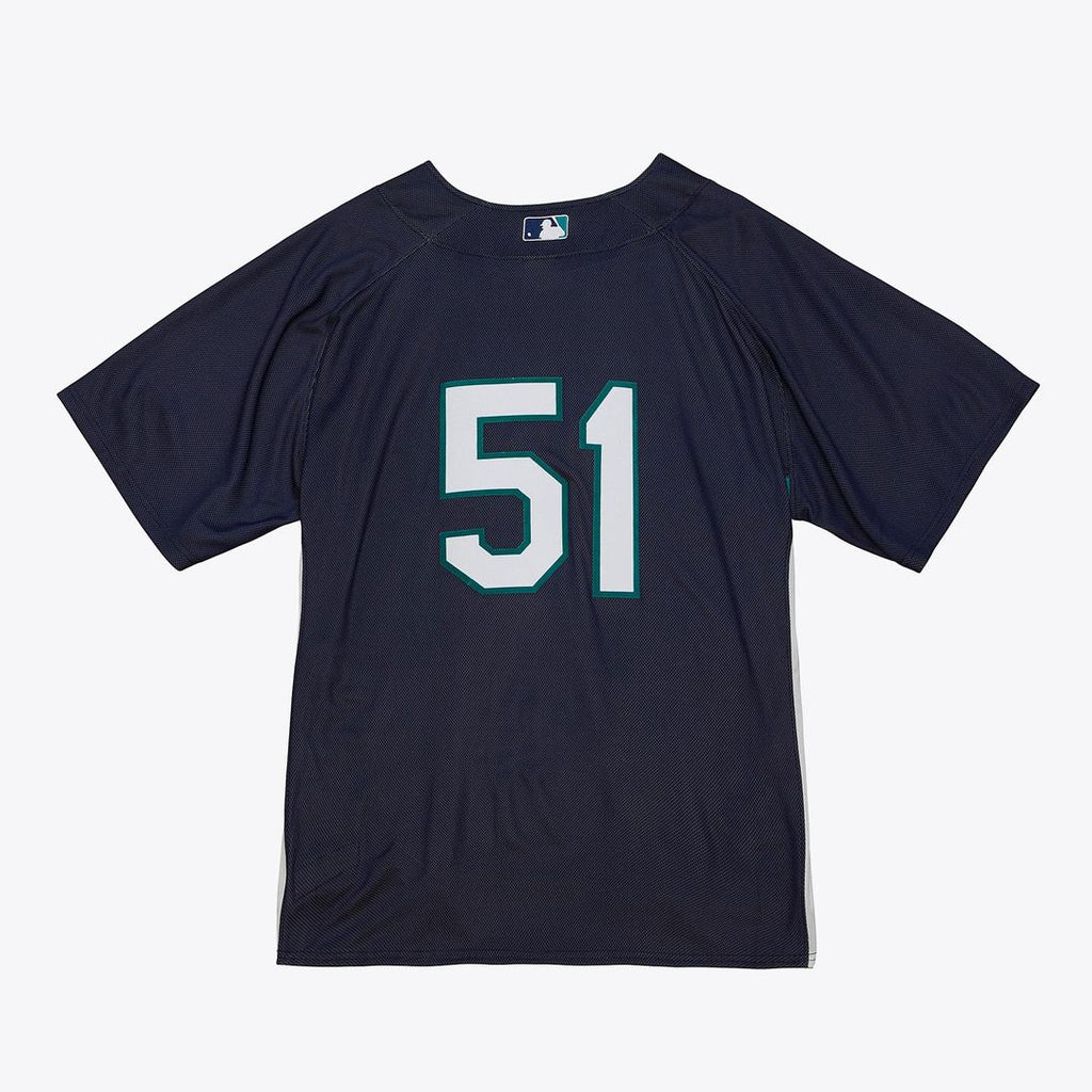 Men's Seattle Mariners Ichiro Suzuki Navy Big & Tall Cooperstown Mesh Batting Practice MLB Baseball Jersey - view 2