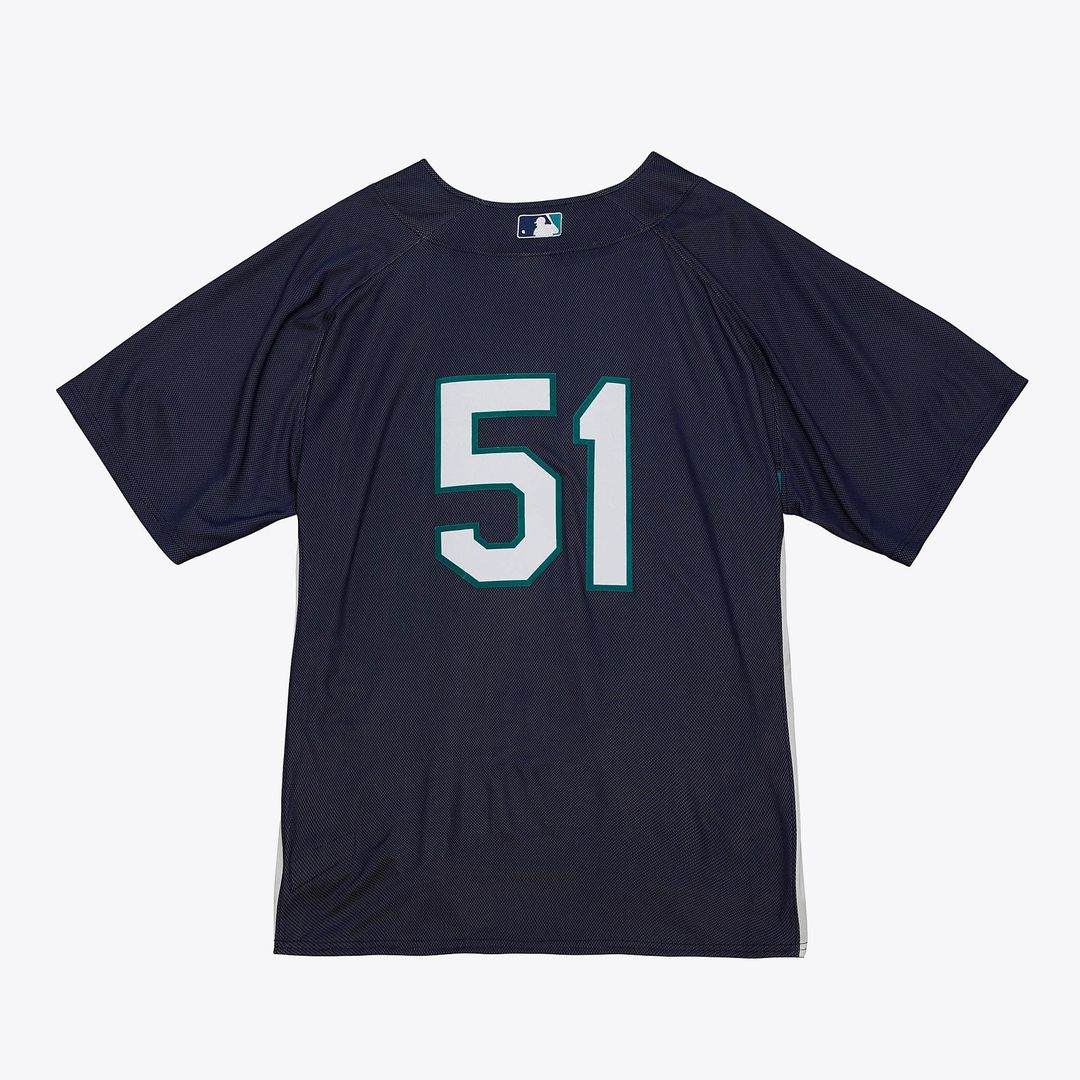 Men's Seattle Mariners Ichiro Suzuki Navy Big & Tall Cooperstown Mesh Batting Practice MLB Baseball Jersey - view 2