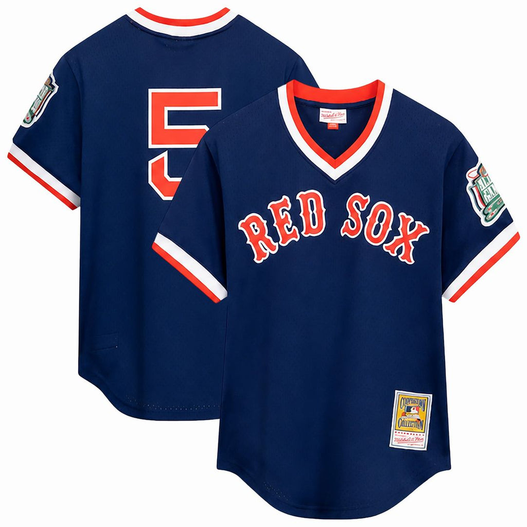 Men's Boston Red Sox Nomar Garciaparra Navy Big & Tall Cooperstown Mesh Batting Practice MLB Baseball Jersey - view 1