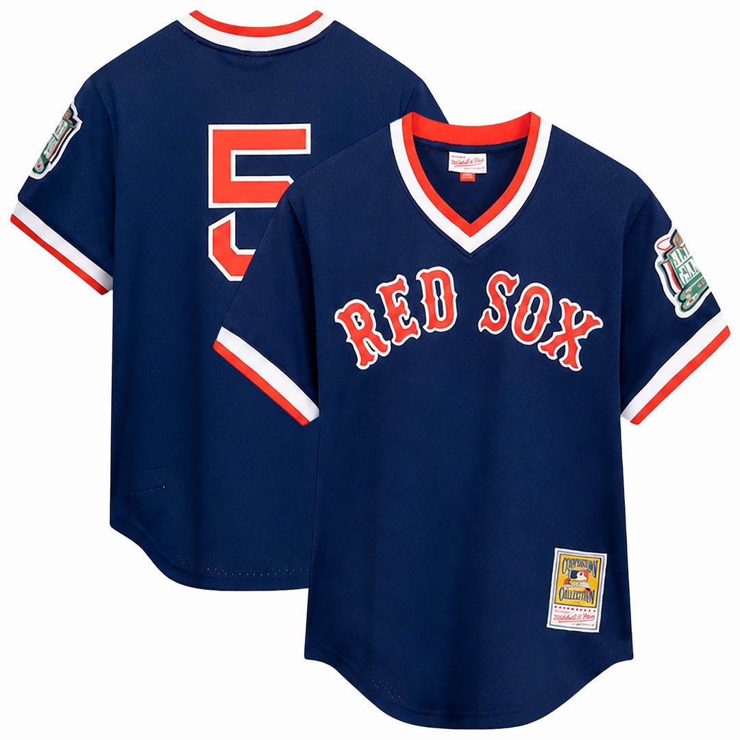 Men's Boston Red Sox Nomar Garciaparra Navy Big & Tall Cooperstown Mesh Batting Practice MLB Baseball Jersey - view 1