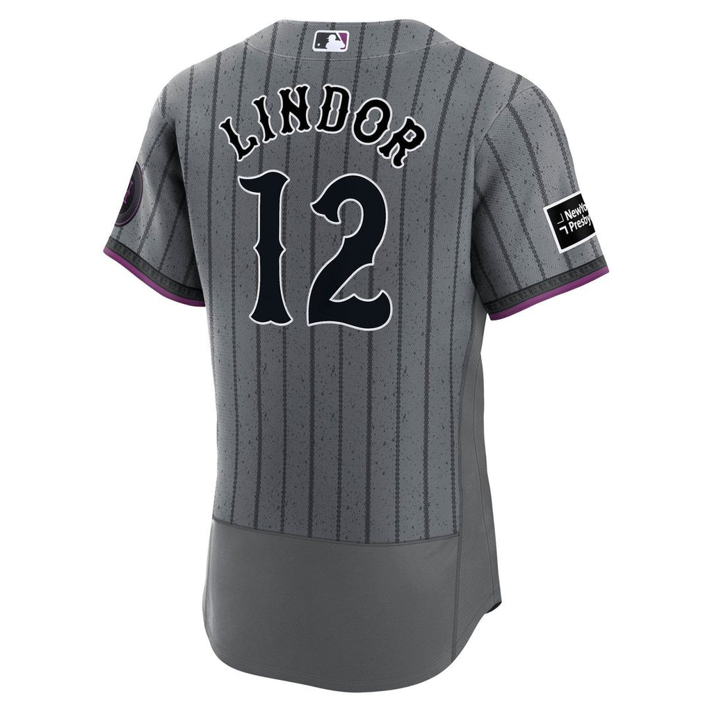 Men's New York Mets Francisco Lindor Gray City Connect Sponsor Patch MLB Baseball Jersey - view 3