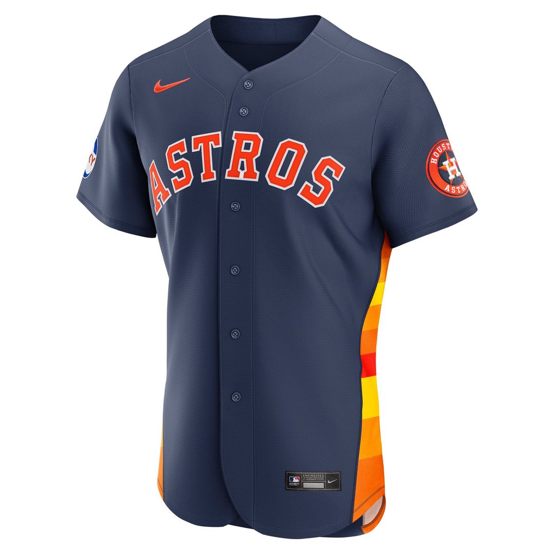 Men's Houston Astros Orange Alternate Sponsor Patch MLB Baseball Jersey - view 8
