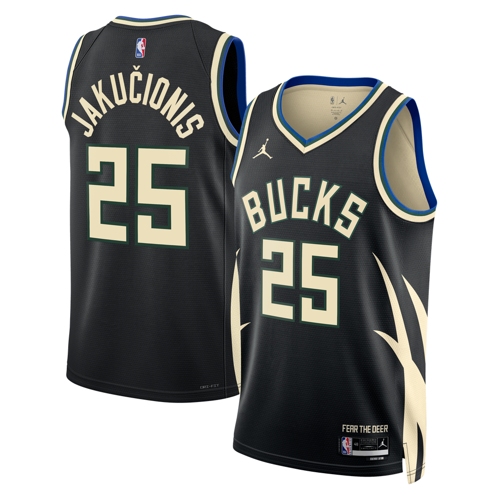 Unisex Kasparas Jakučionis Milwaukee Bucks Statement Edition Swingman NBA Basketball Jersey - Hunter Green - view 2