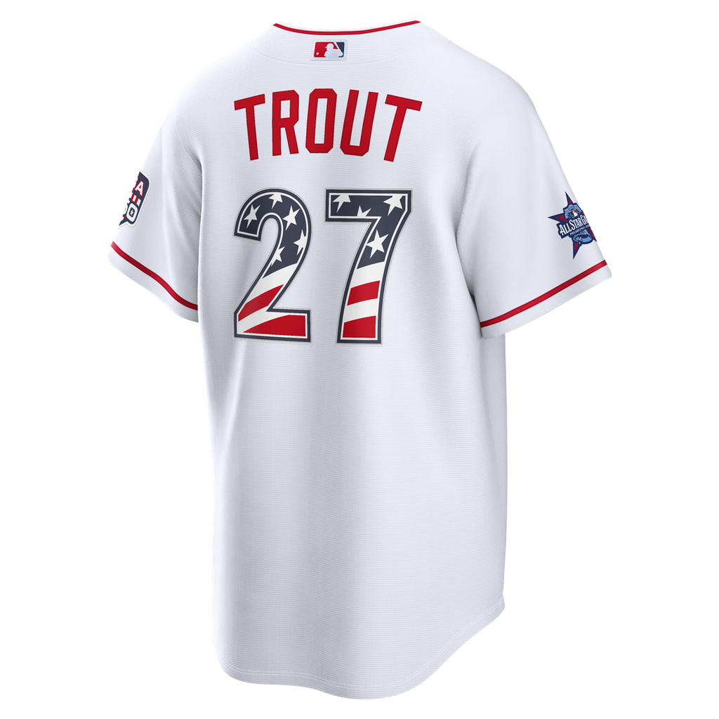 Men's 2026 All-Star Edition Stars & Stripes Men's Los Angeles Angels Mike Trout White Stadium MLB Baseball Jersey - view 3