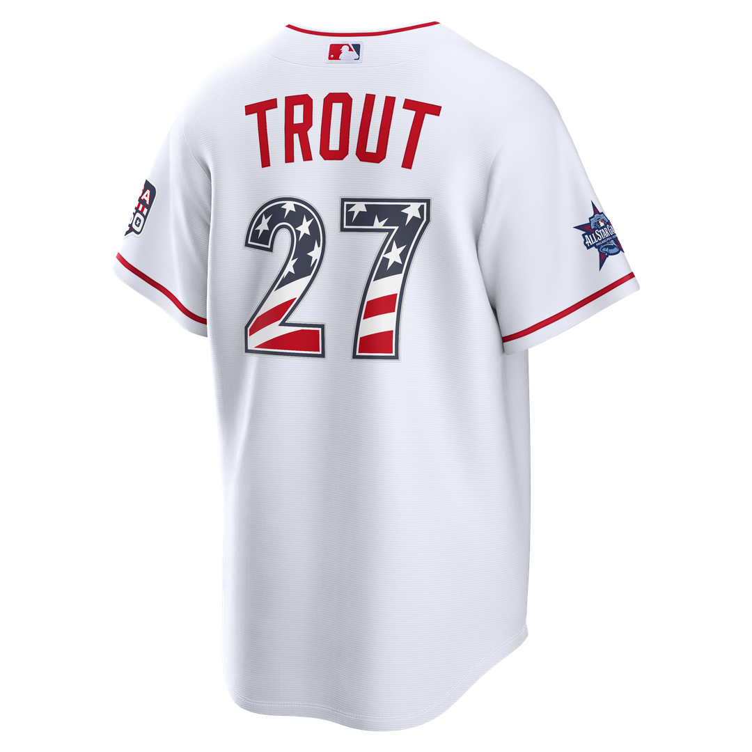 Men's 2026 All-Star Edition Stars & Stripes Men's Los Angeles Angels Mike Trout White Stadium MLB Baseball Jersey - view 3