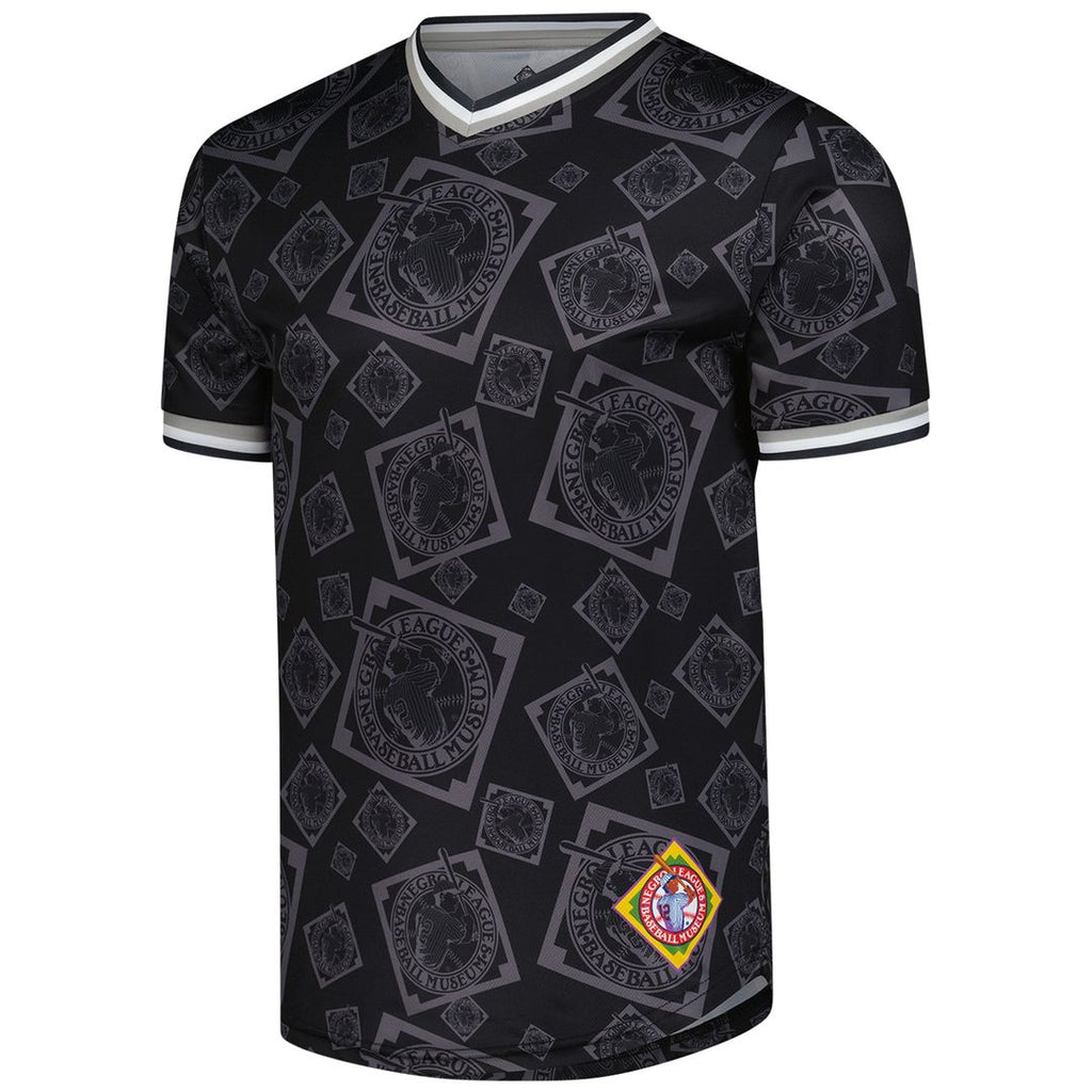 Men's Negro League Baseball Black Allover Print V-Neck Baseball MLB Baseball Jersey - view 2