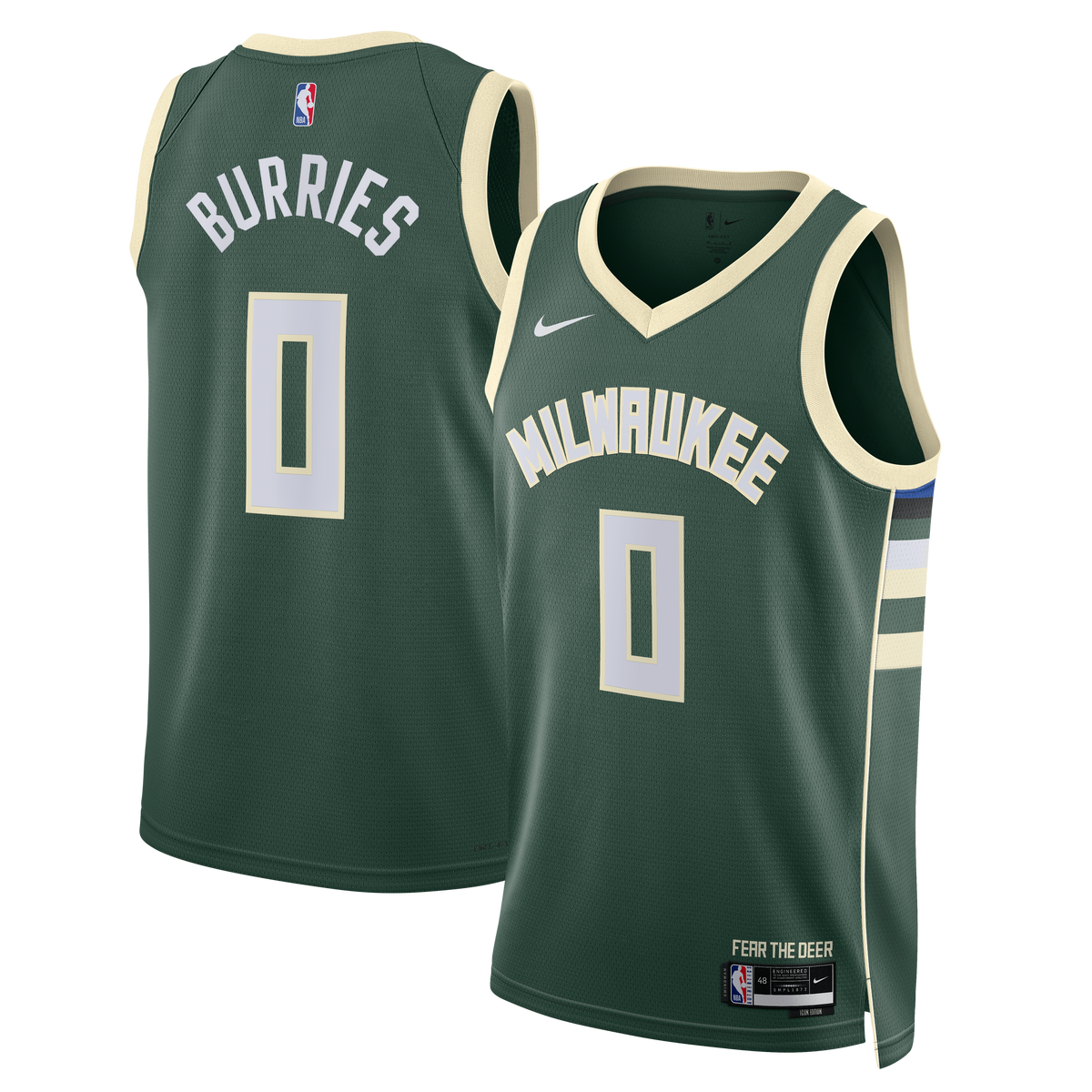 Unisex Brayden Burries Milwaukee Bucks Icon Swingman NBA Basketball Jersey - Green - view 2