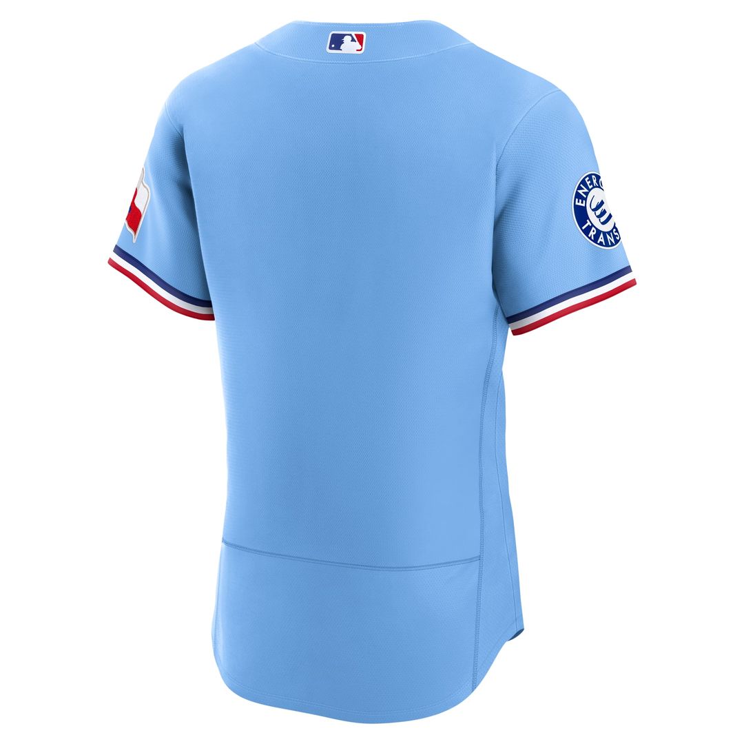 Men's Texas Rangers Light Blue Alternate Sponsor Patch MLB Baseball Jersey - view 6