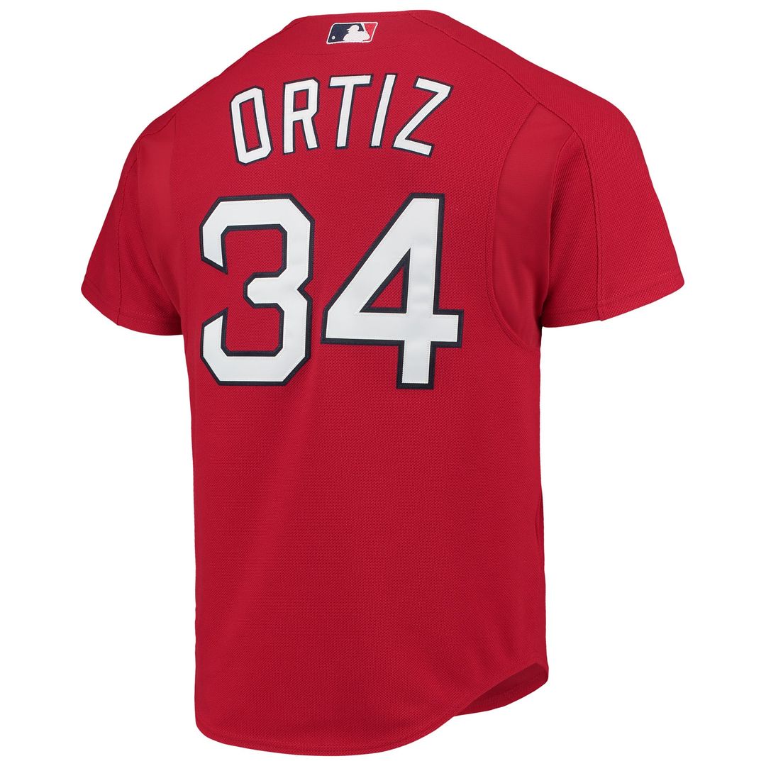 Men's Boston Red Sox David Ortiz Red Cooperstown Collection Mesh Batting Practice Button-Up MLB Baseball Jersey - view 3