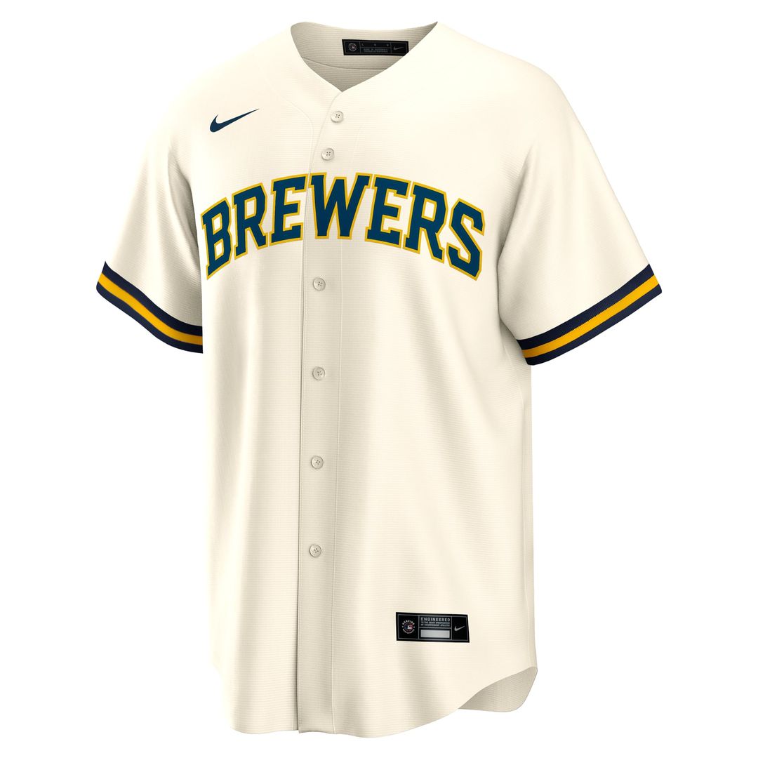 Men's Milwaukee Brewers William Contreras Cream Home Replica MLB Baseball Jersey - view 2