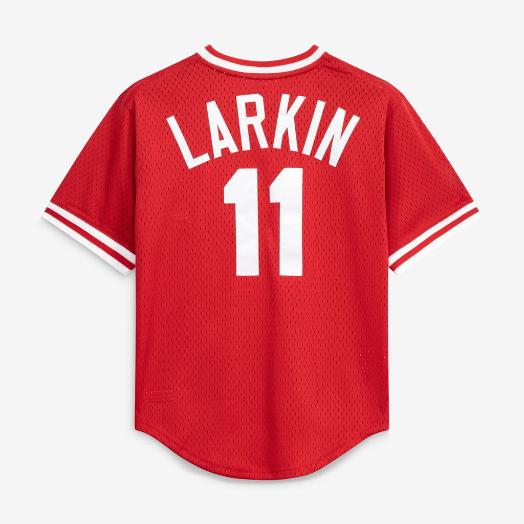Men's Cincinnati Reds Barry Larkin Red Batting Practice MLB Baseball Jersey - view 3