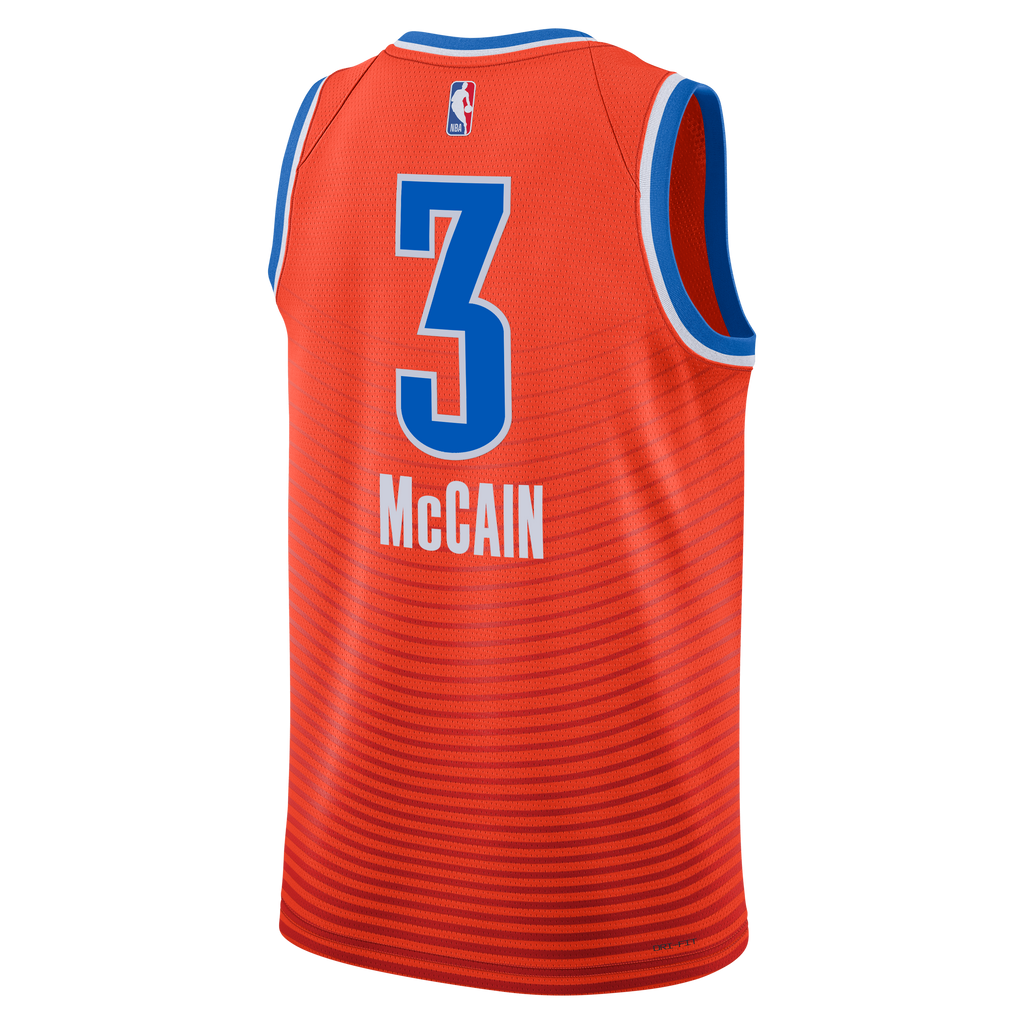 Unisex Oklahoma City Thunder Statement Edition Swingman NBA Basketball Jersey - Orange - Jared McCain - view 4