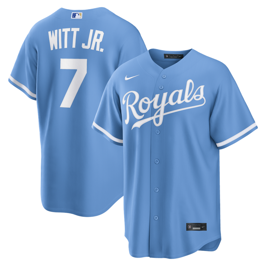Men's Kansas City Royals Bobby Witt Jr. Light Blue Alternate Replica MLB Baseball Jersey - view 1
