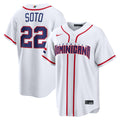Men's Dominican Republic Baseball Juan Soto White 2026 World Baseball Classic Home Stadium MLB Baseball Jersey - view 1