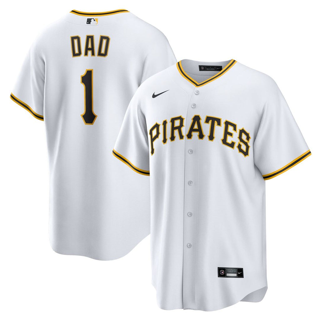 Men's Pittsburgh Pirates White #1 Dad Home Replica MLB Baseball Jersey - view 1