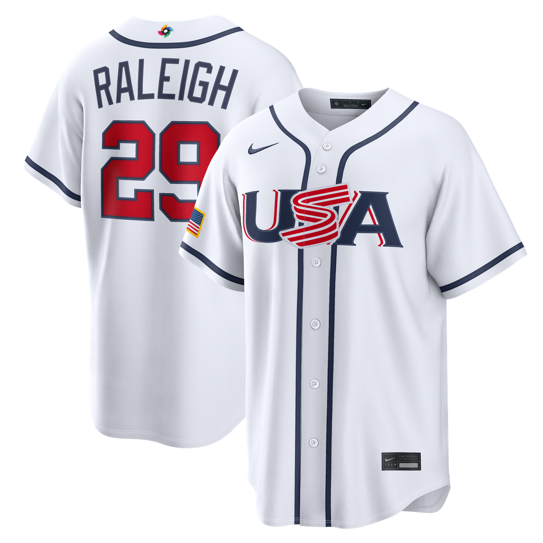 Men's USA Baseball Cal Raleigh White 2026 World Baseball Classic Home Stadium MLB Baseball Jersey - view 1