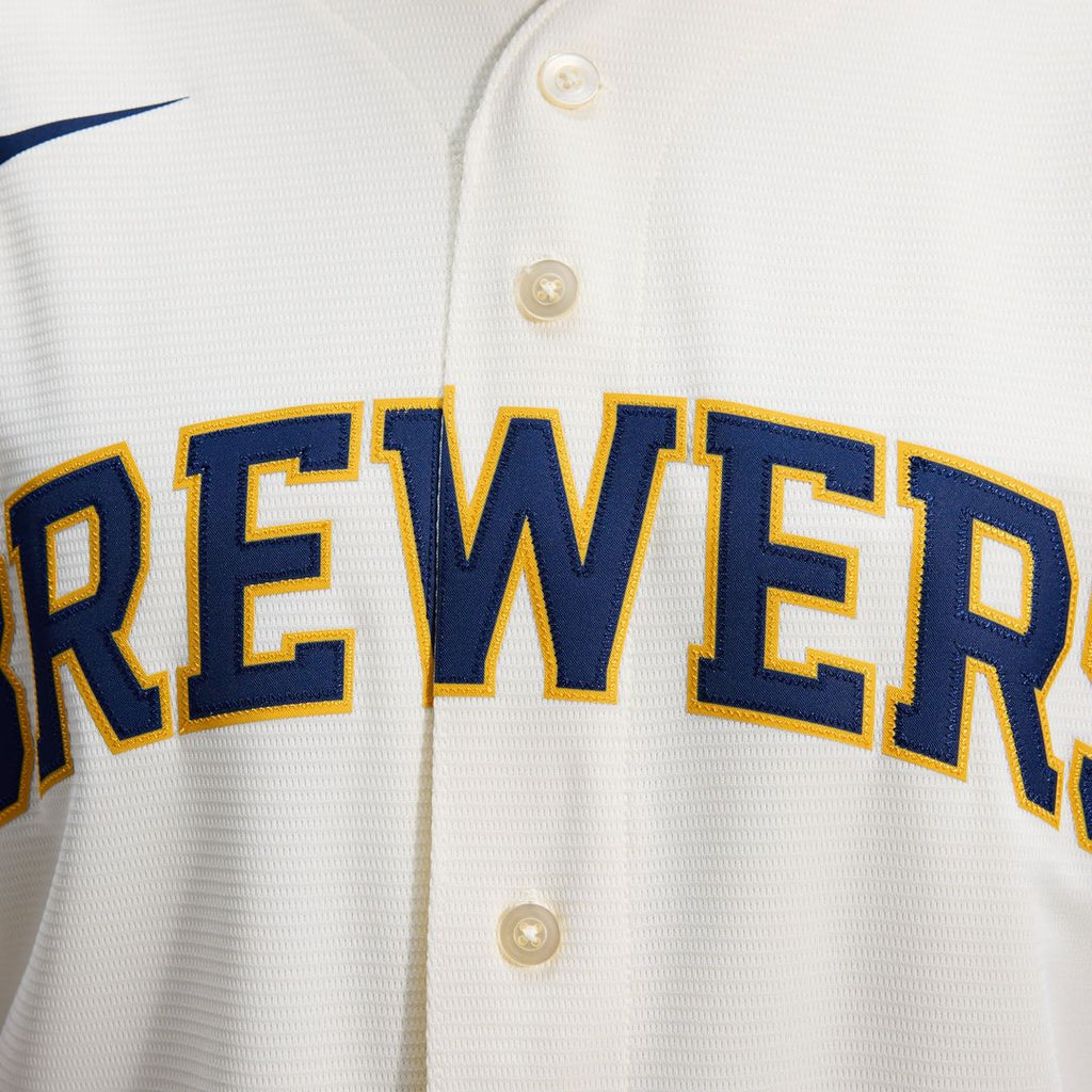 Men's Milwaukee Brewers Cream Home Replica MLB Baseball Jersey - view 8