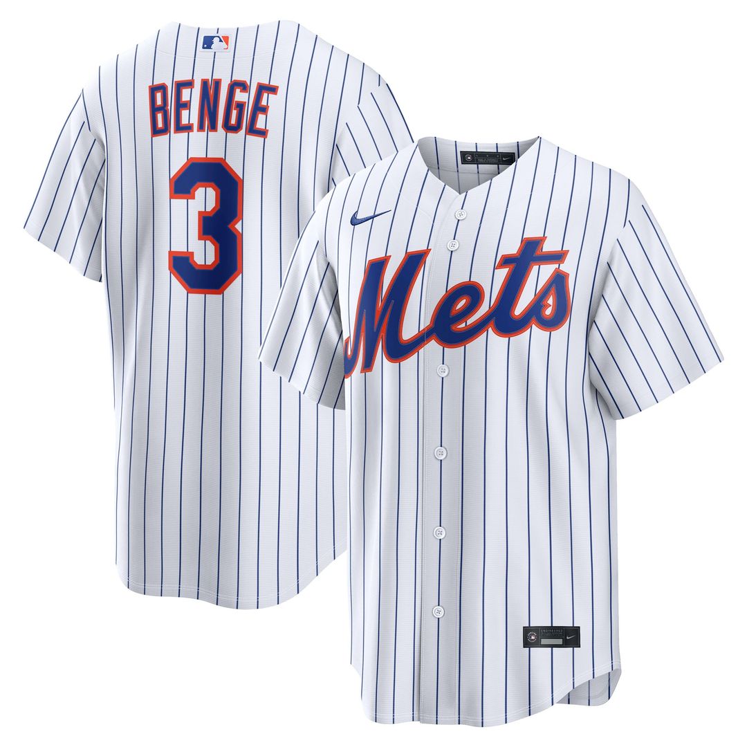 Men's New York Mets Carson Benge White Home Replica MLB Baseball Jersey - view 1