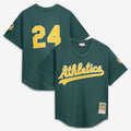 Men's Athletics Rickey Henderson Green Batting Practice MLB Baseball Jersey - view 1