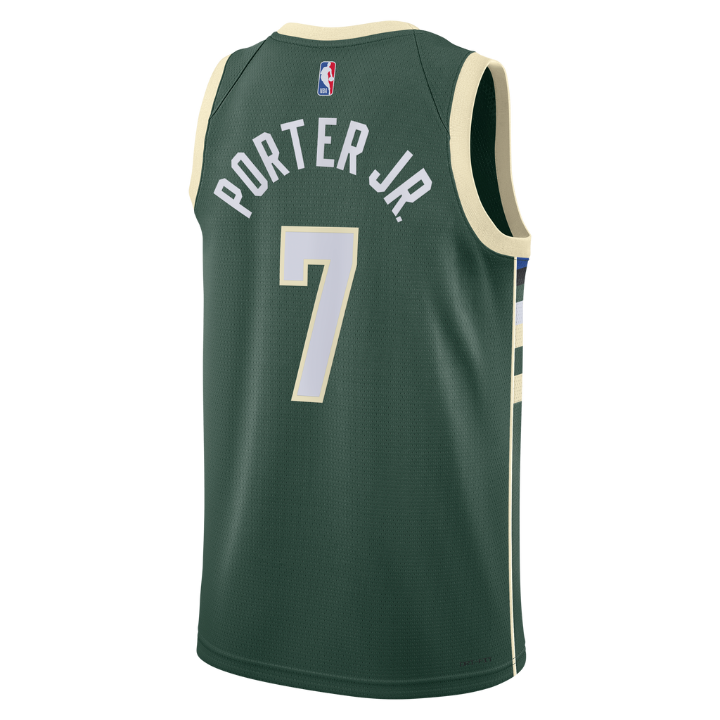 Unisex Kevin Porter Jr. Milwaukee Bucks Icon Edition Swingman NBA Basketball Jersey - Hunter Green - view 4
