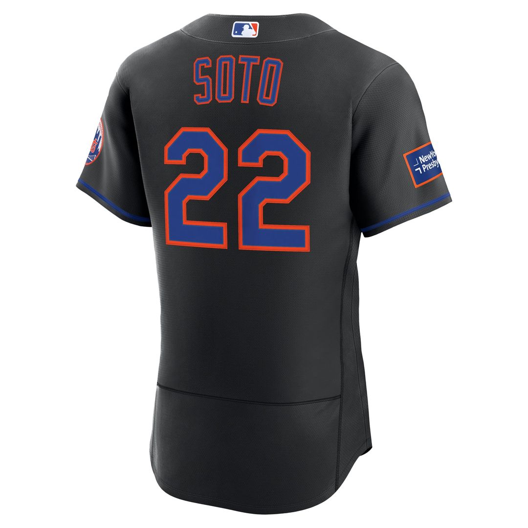 Men's New York Mets Juan Soto Black Alternate Sponsor Patch MLB Baseball Jersey - view 3
