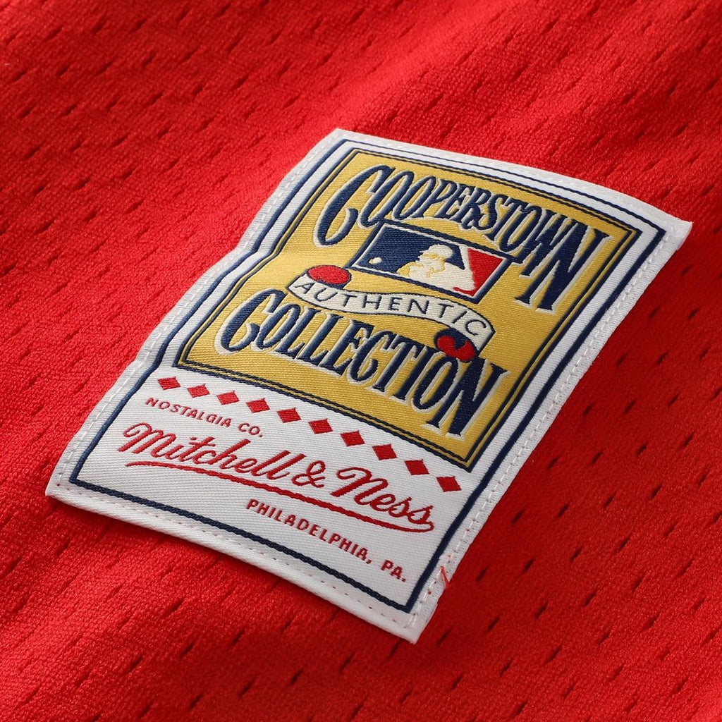 Men's Philadelphia Phillies Jimmy Rollins Red Cooperstown Mesh Batting Practice Button-Up MLB Baseball Jersey - view 7