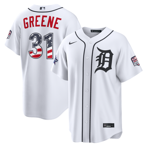 Men's 2026 All-Star Edition Stars & Stripes Men's Detroit Tigers Riley Greene White Stadium MLB Baseball Jersey - view 1