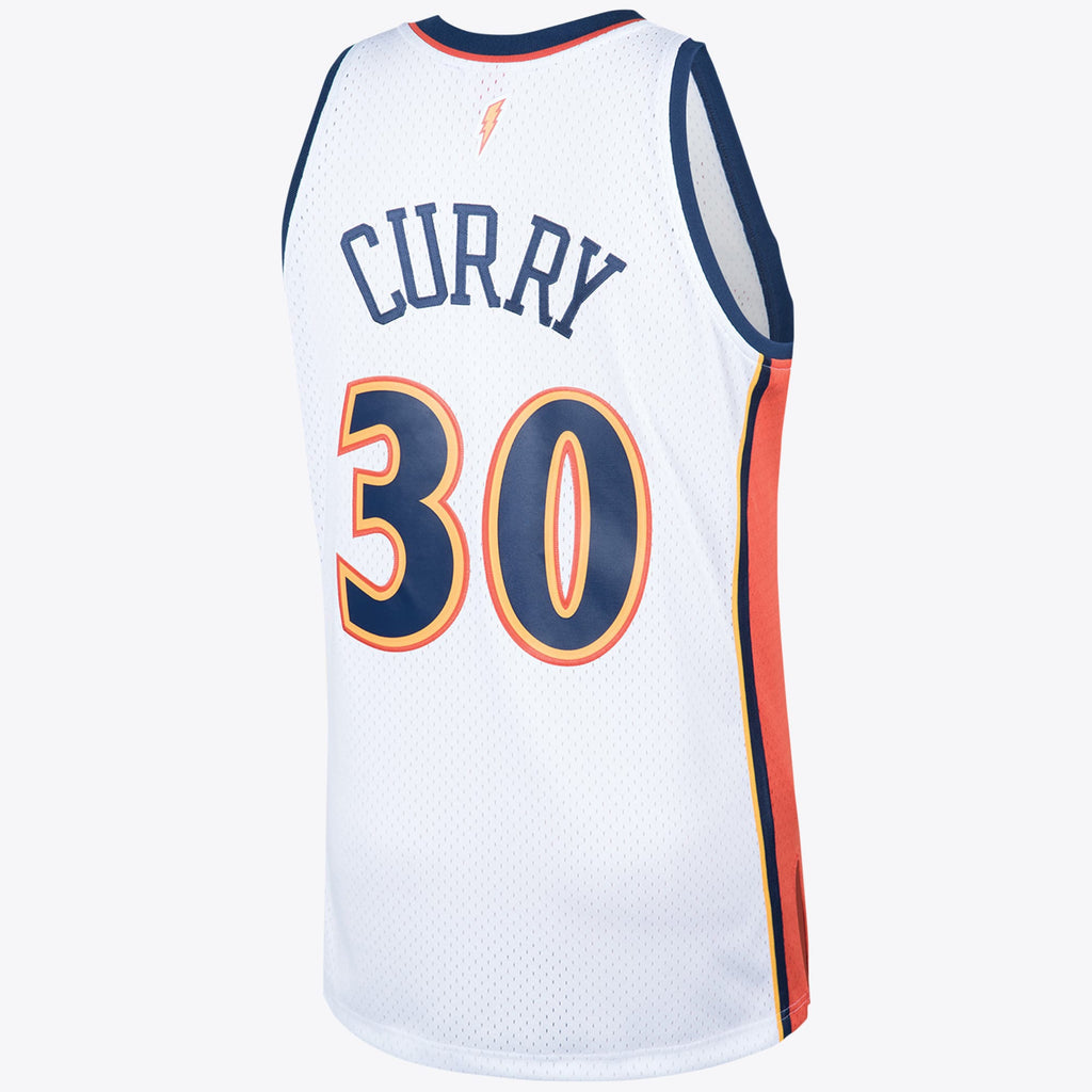 Men's Golden State Warriors 2009 Steph Curry Hardwood Classics Home Swingman NBA Basketball Jersey - White - view 3