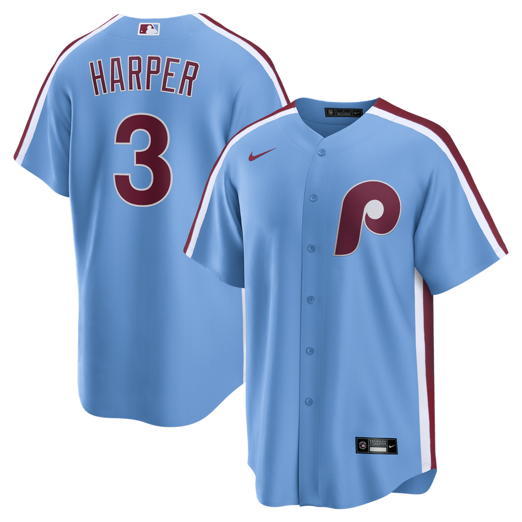 Men's Philadelphia Phillies Bryce Harper Light Blue Alternate Replica MLB Baseball Jersey - view 1