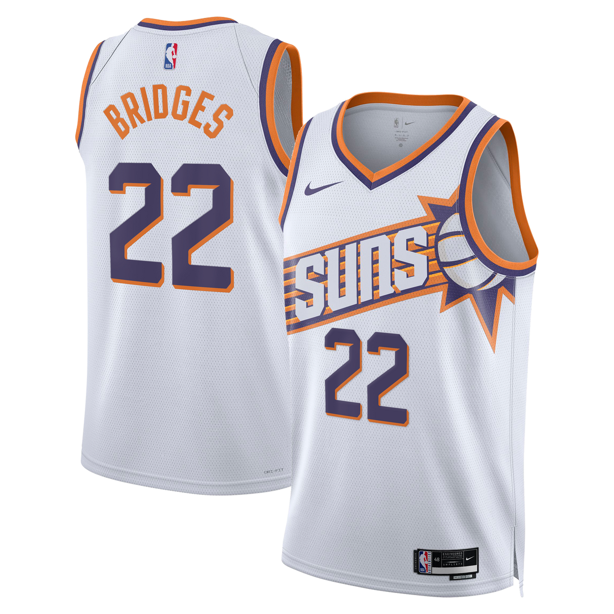 Unisex Miles Bridges Phoenix Suns Association Edition Swingman NBA Basketball Jersey - White - view 1
