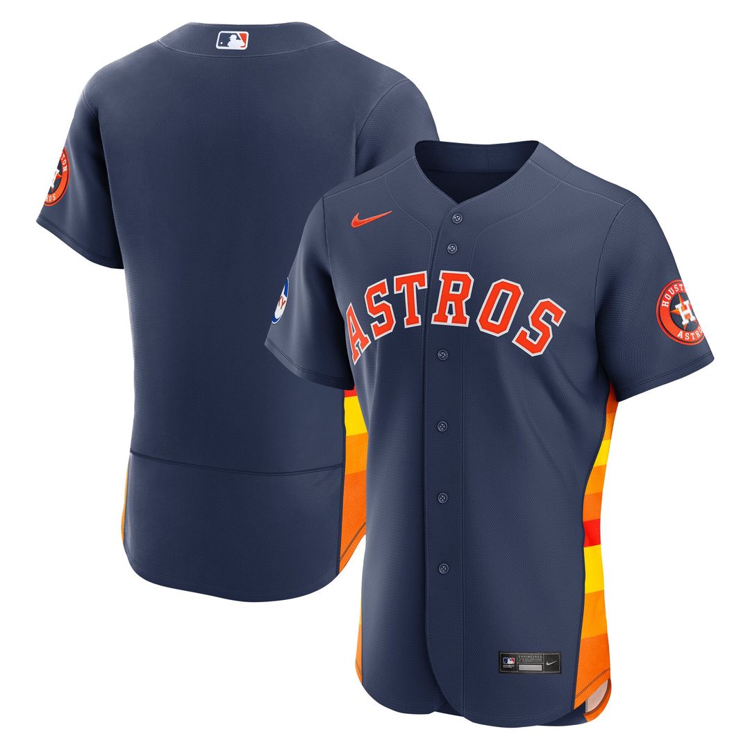 Men's Houston Astros Orange Alternate Sponsor Patch MLB Baseball Jersey - view 7
