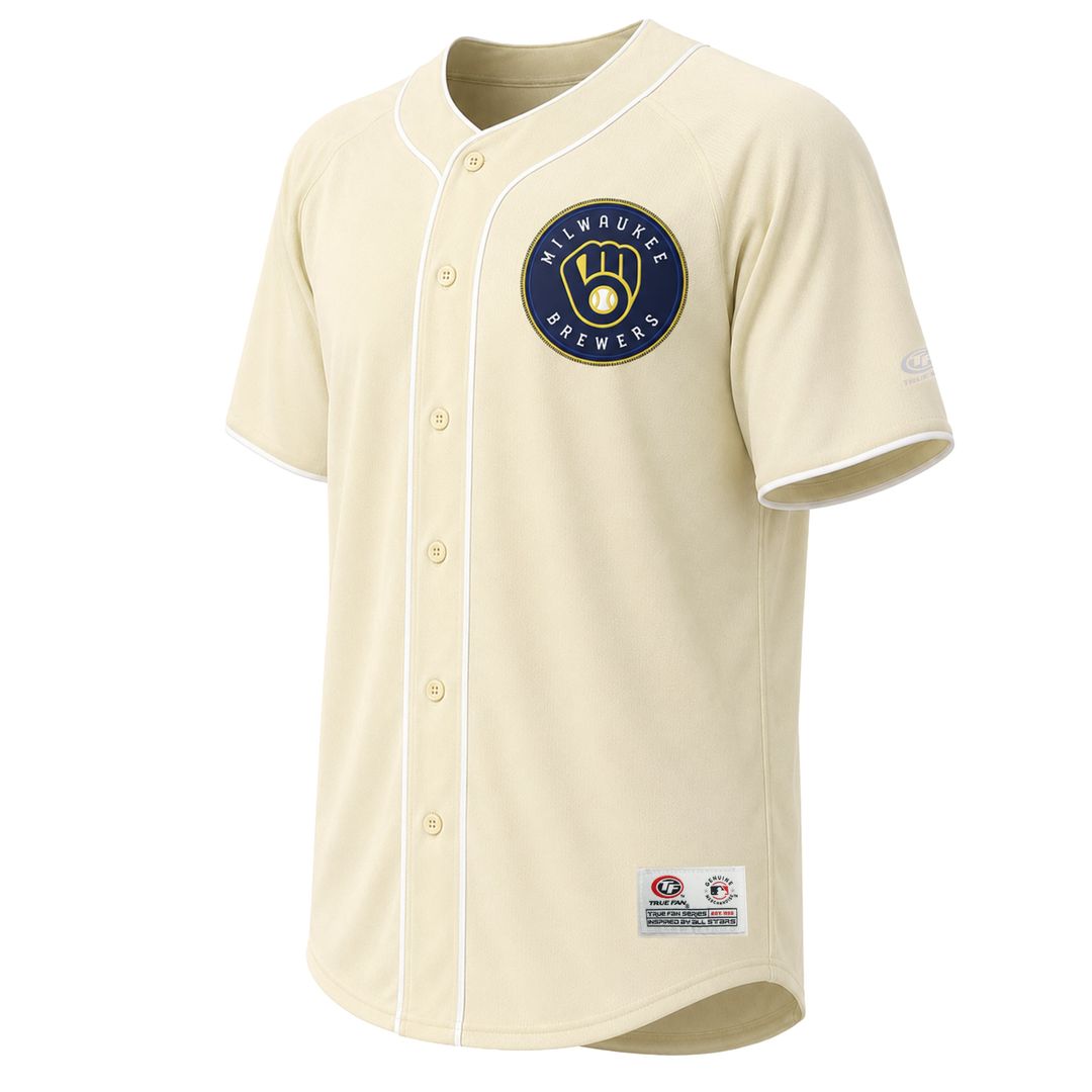 Men's Milwaukee Brewers Cream Fashion MLB Baseball Jersey - view 2